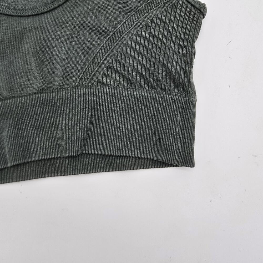 Morela Bra Womens XS Green High Neck Tank Bralette Sports Longline Ribbed Moto - Picture 7 of 8